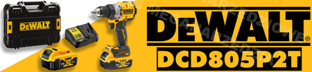 Wiertarko-wkrętarka udarowa 18V 90Nm 2x5Ah DCD805P2T-QW DEWALT