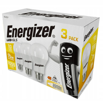 ENERGIZER Żarówka bulb 11w / 75w e27 1055lm barwa ciepła 3szt