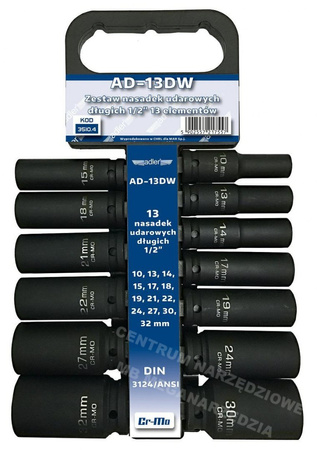 ADLER Nasadki udarowe 13szt.DŁ. / 10-32mm /WIESZAK AD-13DW