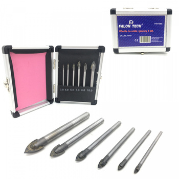 Wiertła do szkła ceramiki i płytek 6 szt FT01106G FALON TECH