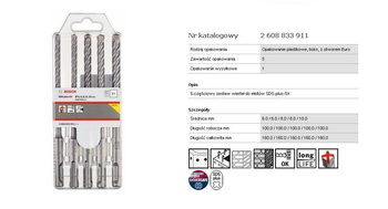 Zestaw wierteł SDS Plus-5X do betonu 5szt 6-10mm 2608833911 BOSCH