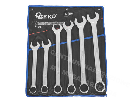 Klucze płaskooczkowe 34 do 50 mm satyna 6 szt CrV G11248 GEKO