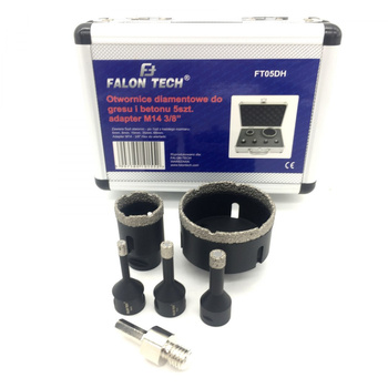 Otwornice diamentowe do gresu 6-68 mm M14 5 szt FT05DH FALON TECH
