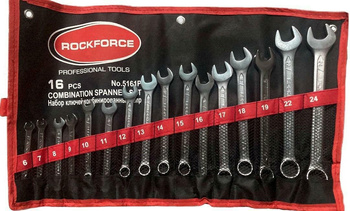 Klucze płasko-oczkowe zestaw 16 el 6-24 mm RF-5161P(M) ROCKFORCE