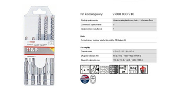 Zestaw wierteł SDS Plus-5X 5szt 5-10mm do betonu 2608833910 BOSCH