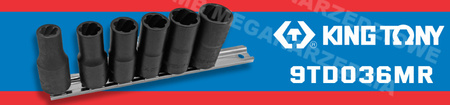 9TD036MR Zestaw nasadek 1/2 10-19mm do obrobionych śrub nakrętek KING TONY
