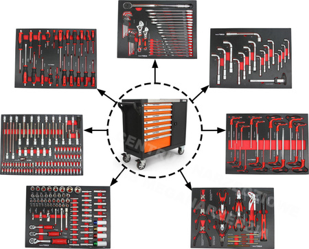 Szafka serwisowa 7 szuflad wózek 298 sztuk BJC wyposażenia