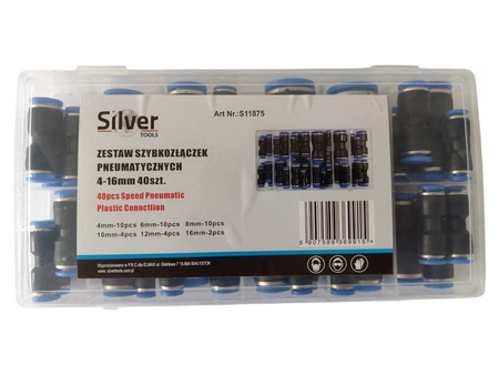 Zestaw szybkozłączek 4-16mm 40szt SILVER