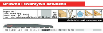 MILWAUKEE Brzeszczot do piły szablastej 240/5,5mm HCS 3szt. drewno
