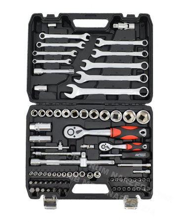 AWTOOLS Zestaw kluczy 82 elementy 1/2" / 1/4" nasadki AW39082BL