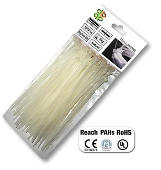 BRADAS Opaska plastikowa biała 3,6 x 280mm 100szt.