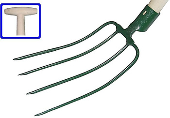 Widły ogrodnicze stalowe 4 zęby trzonek T 100 cm kod 157 KARD