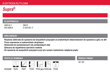 Elektroda rutylowa SUPRA 2,5x350 mm MMA 588694 LINCOLN ELECTRIC