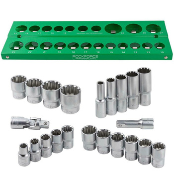 Nasadki krótkie 12-kątne 10-32 12,5 mm 22 szt RF-50221 ROCKFORCE