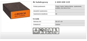 Gąbka szlifierska średnia 68x97x27 mm uniwersalna 2608608225 BOSCH