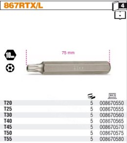 BETA KOŃCÓWKA WKRĘTAKOWA DŁUGA TAMPER RESISTANT TORX (Z OTWOREM) T45 10mm 