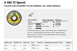 KLINGSPOR TARCZA DO CIĘCIA METALU 125mm x 0,8mm x 22,2mm A980 TZ Special