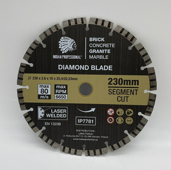 Tarcza diamentowa 230mm turbo beton IP7781 INDIAN PROFESSIONAL